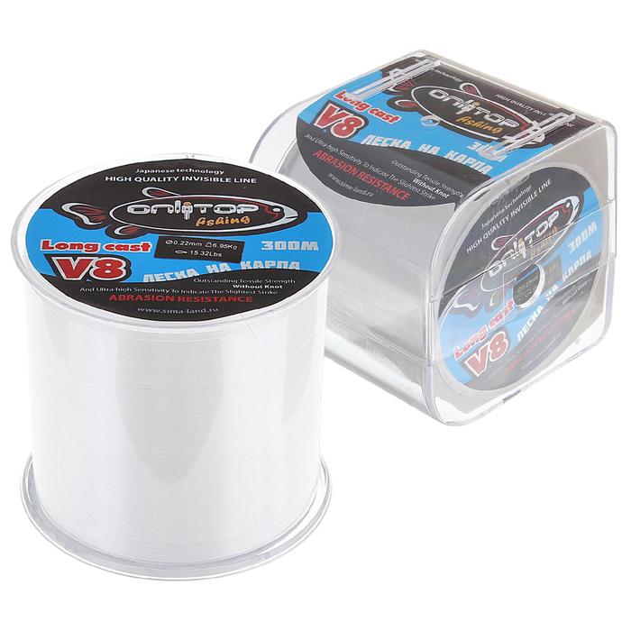 Леска V8 на карпа, d=0,22 мм, 300 м, 6,95 кг, прозрачная - Фото 1