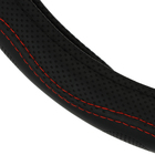 Оплетка на руль Nova Bright экокожа перфорированная, черная, красная строчка, M - Фото 2