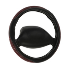 Оплетка на руль Nova Bright экокожа, черная, бордовые вставки, M - фото 11854969