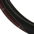 Оплетка на руль Nova Bright экокожа, черная, бордовые вставки, M - Фото 2