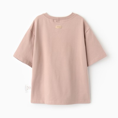 Футболка детская однотонная MINAKU: Basic line kids, бежевая, рост 98 см
