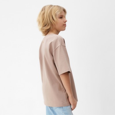 Футболка детская однотонная MINAKU: Basic line kids, бежевая, рост 98 см
