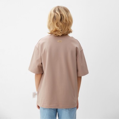 Футболка детская однотонная MINAKU: Basic line kids, бежевая, рост 98 см