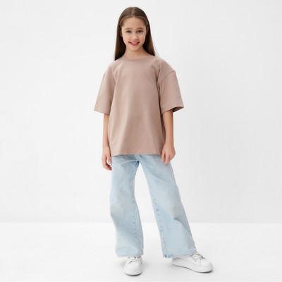 Футболка детская однотонная MINAKU: Basic line kids, бежевая, рост 98 см