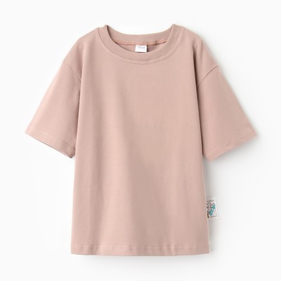 Футболка детская однотонная MINAKU: Basic line kids, бежевая, рост 104 см