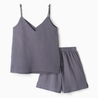 Пижама женская (майка, шорты) KAFTAN Basic размер 44-46, серо-синяя - Фото 9