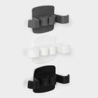 Держатели для проводов, самоклеящиеся, набор 3 шт., 9.5×5.3×2.5 см, пластик, белый/чёрный/серый - Фото 1