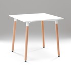 Стол на деревянных ножках HY-T03, белый, размер 80х80х74 см - фото 320923312
