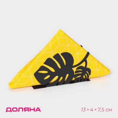 Салфетница Доляна «Листья», 13×4×7.5 см, чёрная