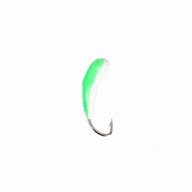 Мормышка свинцовая Samurai Чесночинка Б с отверстием, белое брюшко, зелёная спинка, фосфорная 6/17 мм