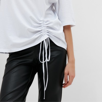 Футболка женская с кулиской MINAKU REGULAR FIT, белая, размер 48