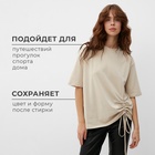 Футболка женская с кулиской MINAKU REGULAR FIT: цвет бежевый, р-р 42 - Фото 13