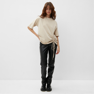 Футболка женская с кулиской MINAKU REGULAR FIT, бежевая, размер 50
