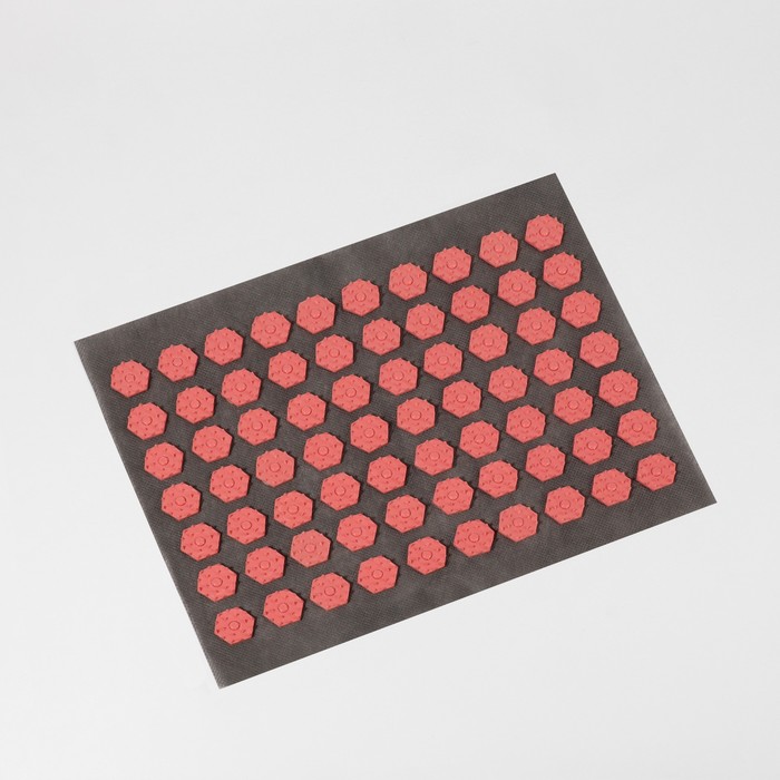Ипликатор-коврик, основа текстиль, 70 модулей, 32 × 26 см, цвет тёмно-серый/красный - фото 1907972832