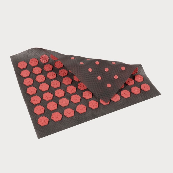 Ипликатор-коврик, 70 модулей, 32 × 26 см, цвет тёмно-серый/красный