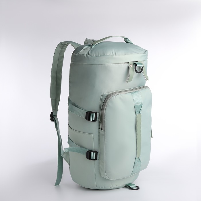 Рюкзак-сумка на молнии, 4 наружных кармана, отделение для обуви, цвет зелёный - Фото 1