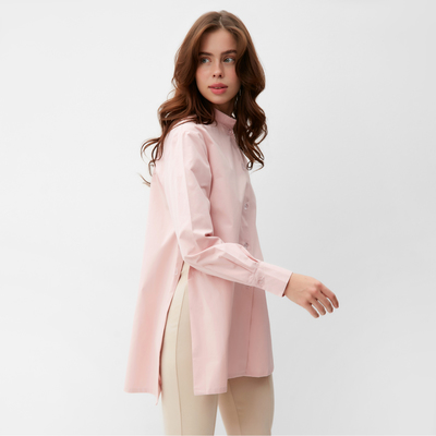 Рубашка женская MINAKU: Casual Collection с разрезами, размер 42, розовая