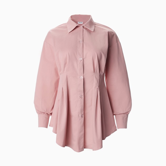 Рубашка женская удлиненная MINAKU: Casual Collection цвет розовый, р-р 44