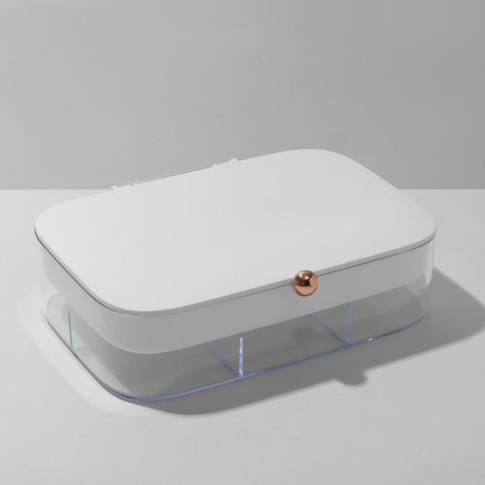 Шкатулка 2 яруса, 30 ячеек, 18×14×5 см, пластик, белая - Фото 1