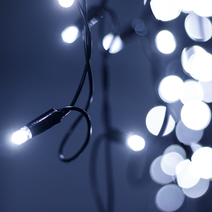 Гирлянда Arlight «Бахрома» 5.6 × 0.9 м, IP65, тёмная каучуковая нить, 240 LED, свечение тёплое белое, 220 В - фото 1909437825
