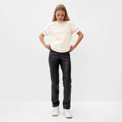 Футболка женская с красным кантом MINAKU Basic line, цвет молочный, размер 46