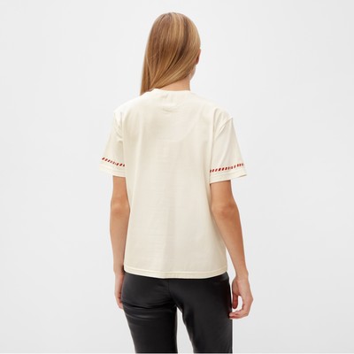 Футболка женская с красным кантом MINAKU Basic line, цвет молочный, размер 46
