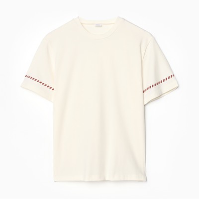 Футболка женская с красным кантом MINAKU Basic line, цвет молочный, размер 46