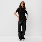 Футболка женская с красным кантом Basic line чёрная, р-р 42 - Фото 5