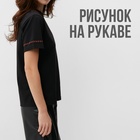 Футболка женская с красным кантом Basic line чёрная, р-р 48 - Фото 11