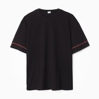 Футболка женская с красным кантом Basic line чёрная, р-р 48 - Фото 6