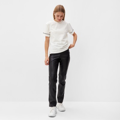Футболка женская с черным кантом MINAKU Basic line, цвет молочный, размер 50
