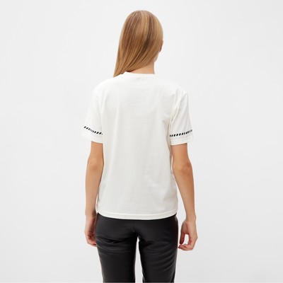 Футболка женская с черным кантом MINAKU Basic line, цвет молочный, размер 50