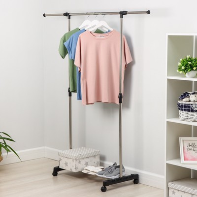 УЦЕНКА Вешалка - стойка напольная для одежды Доляна, подставка для обуви, телескопическая перекладина 80(145) см, высота 90(160) см, ширина 43 см