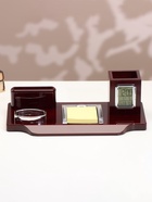 Набор настольный канцелярский 4 в 1, с часами - Фото 3