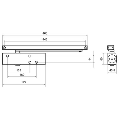 Доводчик дверной БУЛАТ PROFI ДД 802/5 BH-S, скользящая тяга, 25-120 кг, морозостойкий, серебро 102