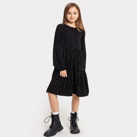 Платье для девочки, цвет чёрный/горошек, рост 110 см