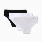 Набор трусов для девочки (3шт), цвет чёрный/серый/белый, рост 146 см - фото 23494519