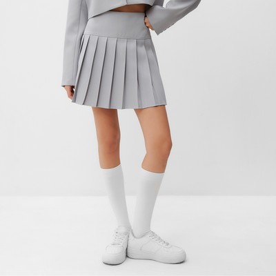 Юбка мини в складку женская MIST Base, размер 42, серая