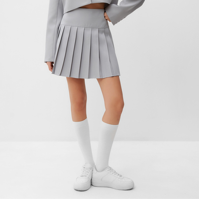 Юбка мини в складку женская MIST Base, размер 46, серая