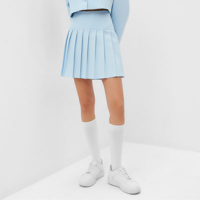 Юбка мини в складку женская MIST Base, размер 44, голубой