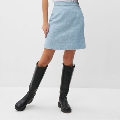 Юбка женская мини твидовая MIST, размер 48, голубая