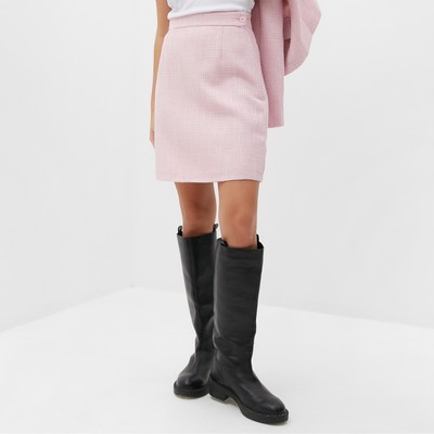 Юбка мини твидовая женская MIST, размер 42, розовая