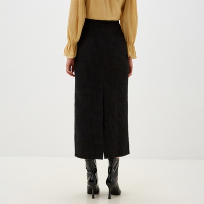 Юбка миди женская твидовая MIST, размер 42, чёрная
