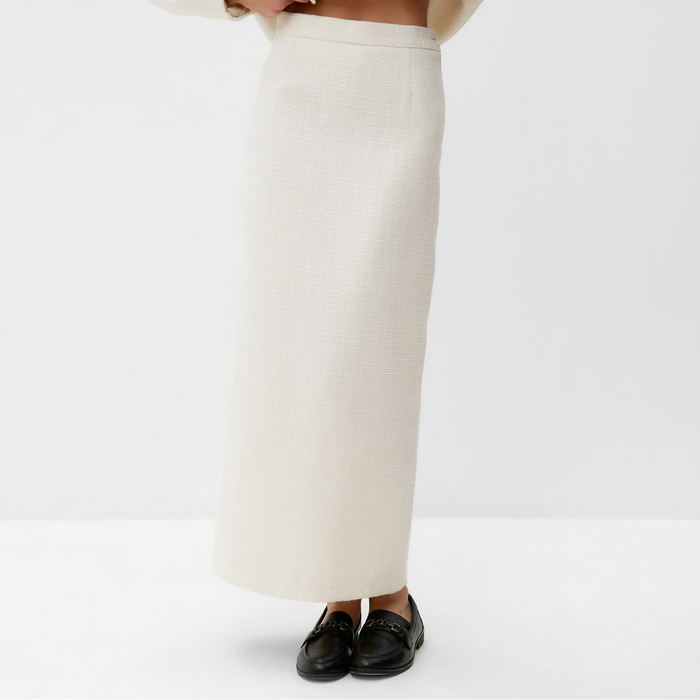 Юбка миди женская твидовая MIST, размер 44, молочная