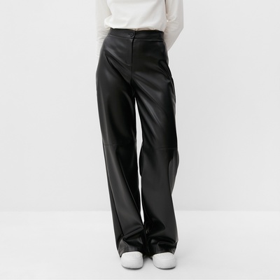 Брюки из экокожи женские MINAKU: Classic, чёрные, размер 50