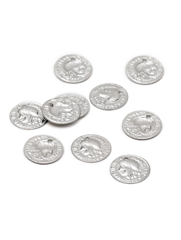 Подвеска «Монета римская» d=10 мм, набор 10 шт. цвет серебро - Фото 1
