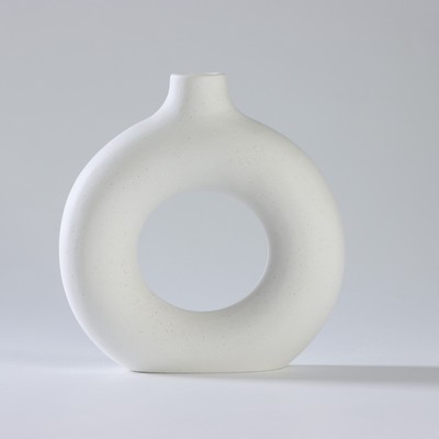 Ваза сервировочная SL Home «Пончик», 18×18.5 см, горло 3.5 см, керамика, белая