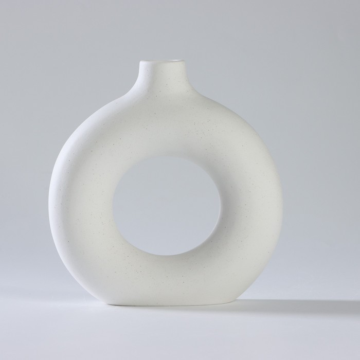 Ваза сервировочная SL Home «Пончик», 18×18.5 см, горло 3.5 см, керамика, белая - Фото 1