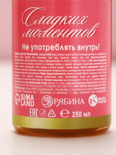Подарочный набор косметики «Самой лучшей»: гель для душа и шампунь для волос шампанское, 2×250 мл, Чистое счастье