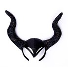 Карнавальный ободок с изогнутыми рогами, цвет чёрный - фото 11797365